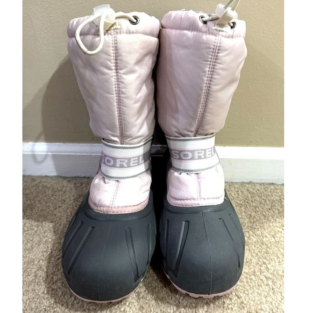 Sorel Girls 6Y Snow Boots Pink Floral Waterproof Winter Rubber Insulated Boot